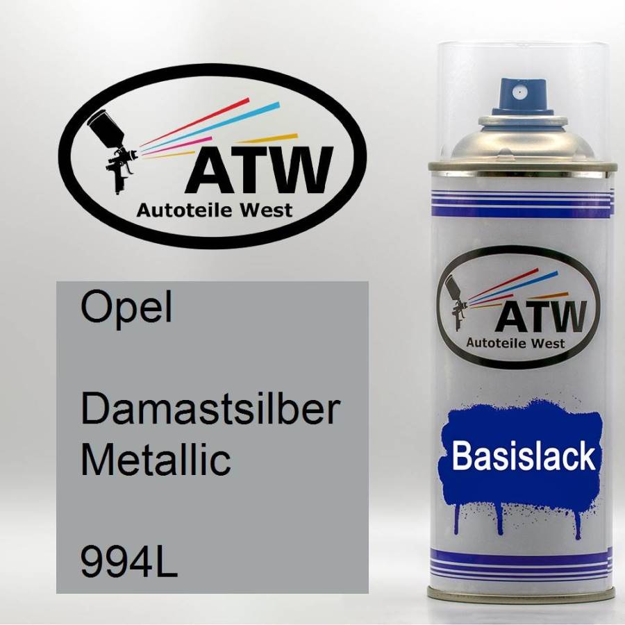 Opel, Damastsilber Metallic, 994L: 400ml Sprühdose, von ATW Autoteile West.